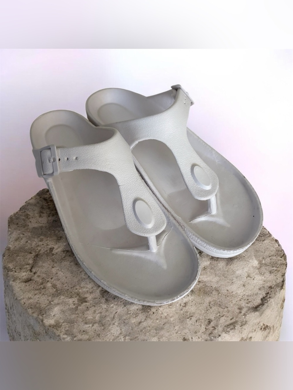 White Women's T-Strap Sandals